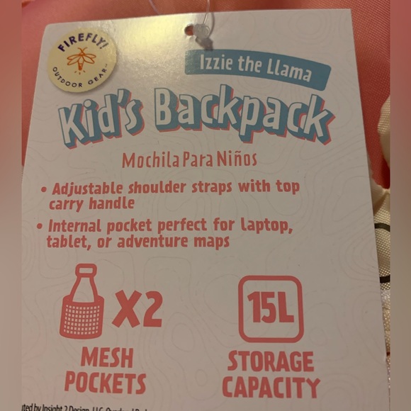 Firefly kids backpack! Pink colors with adorable Lama - Picture 3 of 12